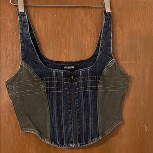 True Religion Denim and Olive Top